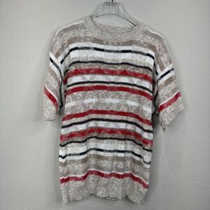Vintage Sweater Women Medium Red 80s 90s Short‎ Sleeve